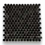 Black Marquina Marble Polished Penny Round Mosaic Tile Black Marquina Marble Polished Penny Round Mosaic Tile - American Tile Depot