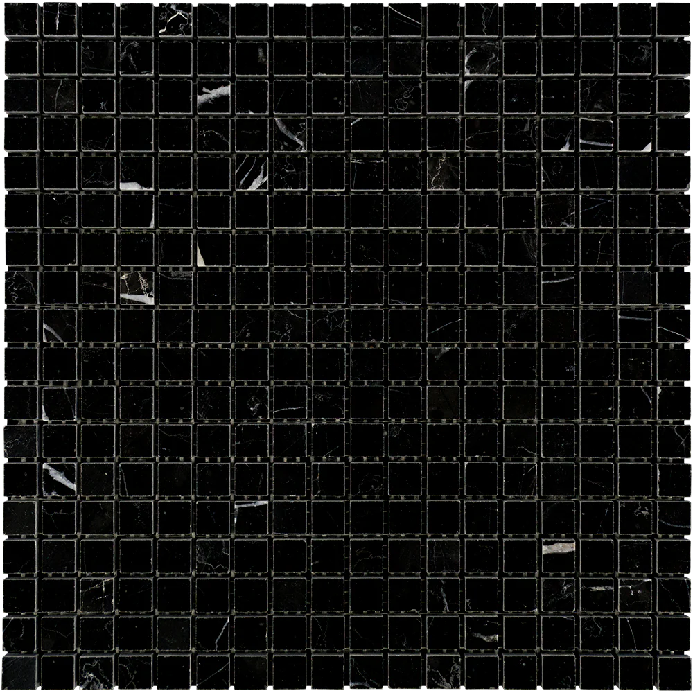 5/8x5/8 Black Marquina Marble Polished Mosaic Tile