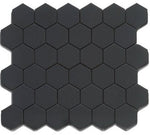 2" Cerelia Black Matte Hexagon Porcelain Mosaic Tile-American Tile Depot