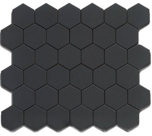 2" Cerelia Black Matte Hexagon Porcelain Mosaic Tile-American Tile Depot