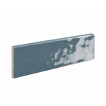 3x12 Faience Blue Steel Glossy Ceramic Bullnose Tile - American Tile Depot