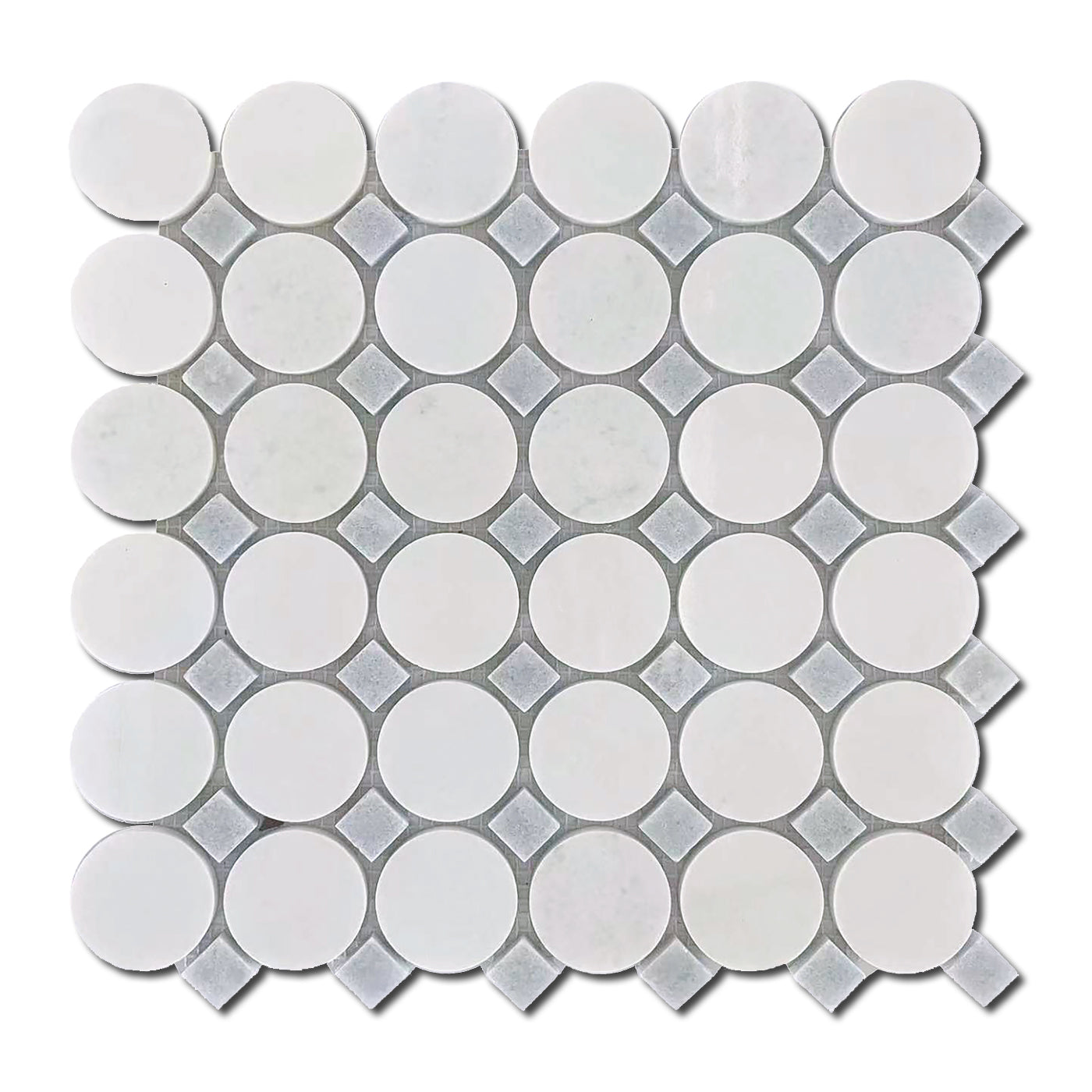 Mineralis Blue Mix Circle Marble Polished Mosaic Tile - American Tile Depot