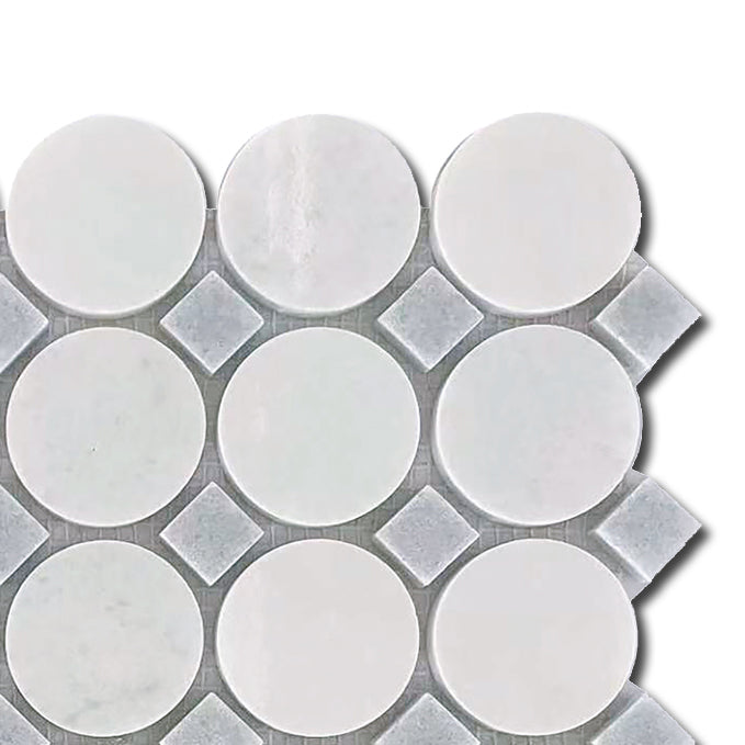 Mineralis Blue Mix Circle Marble Polished Mosaic Tile - American Tile Depot
