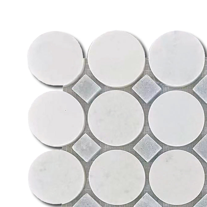 Mineralis Blue Mix Circle Marble Polished Mosaic Tile - American Tile Depot