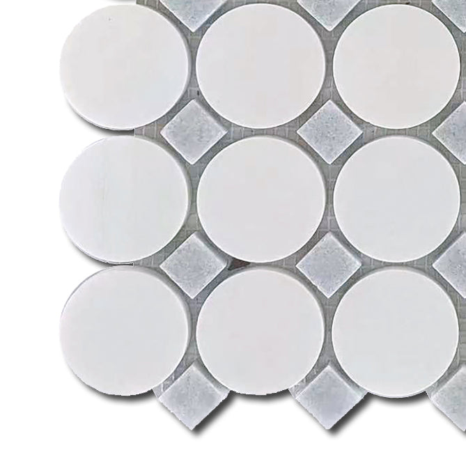Mineralis Blue Mix Circle Marble Polished Mosaic Tile - American Tile Depot