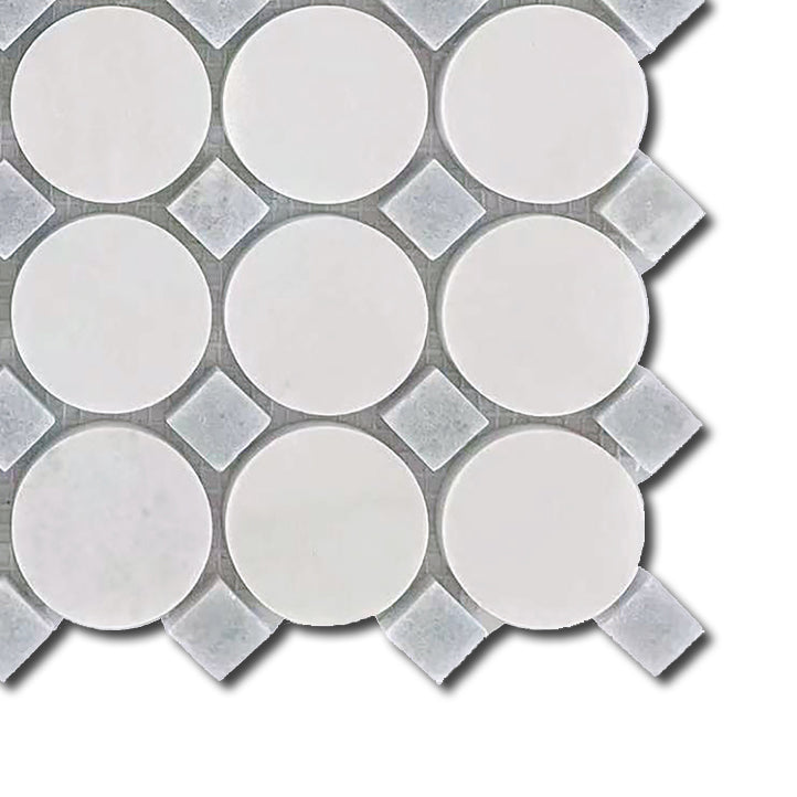 Mineralis Blue Mix Circle Marble Polished Mosaic Tile - American Tile Depot