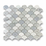 Mineralis Blue Mix Fan Marble Polished Mosaic Tile - American Tile Depot