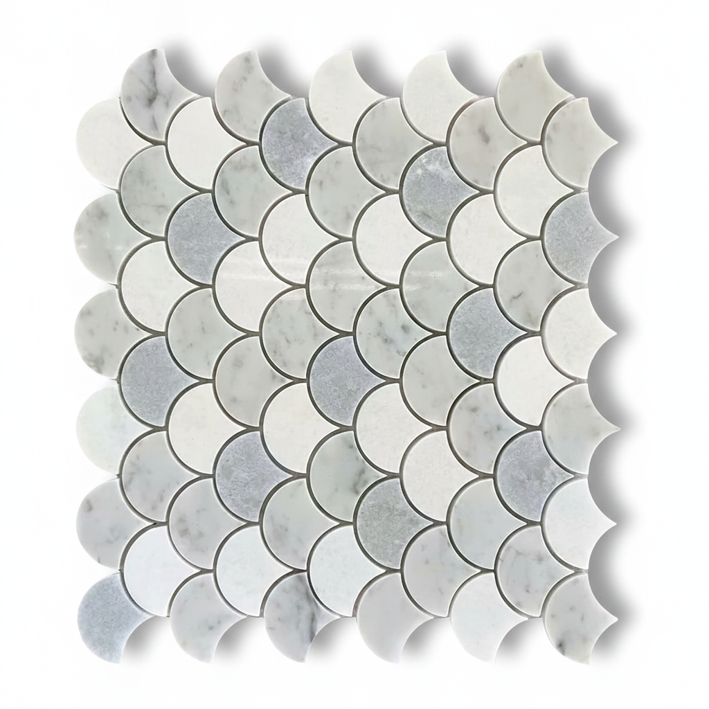 Mineralis Blue Mix Fan Marble Polished Mosaic Tile - American Tile Depot