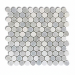 Mineralis Blue Mix Penny Round Marble Polished Mosaic Tile - American Tile Depot