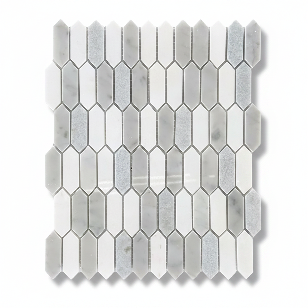 Mineralis Blue Mix Picket Marble Polished Mosaic Tile - American Tile Depot