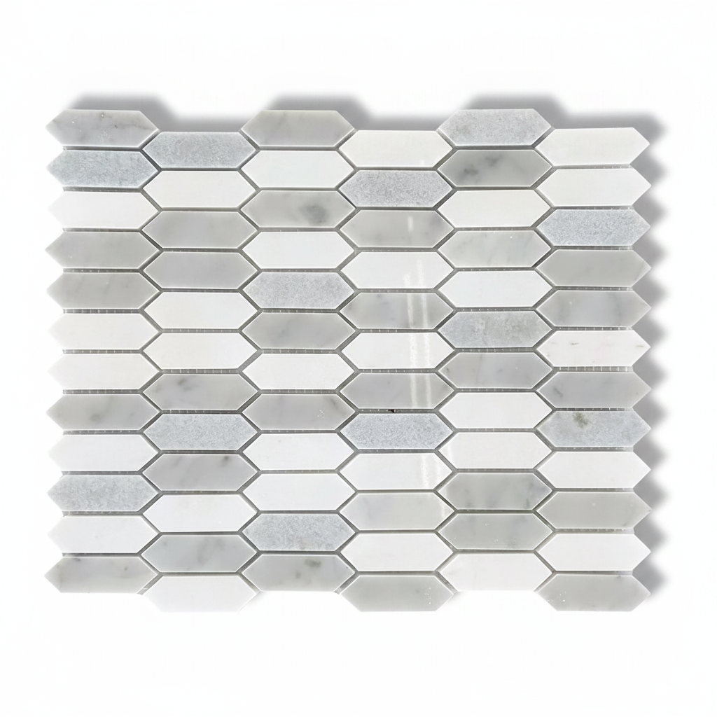 Mineralis Blue Mix Picket Marble Polished Mosaic Tile - American Tile Depot