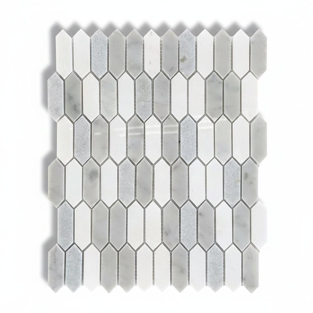Mineralis Blue Mix Picket Marble Polished Mosaic Tile - American Tile Depot
