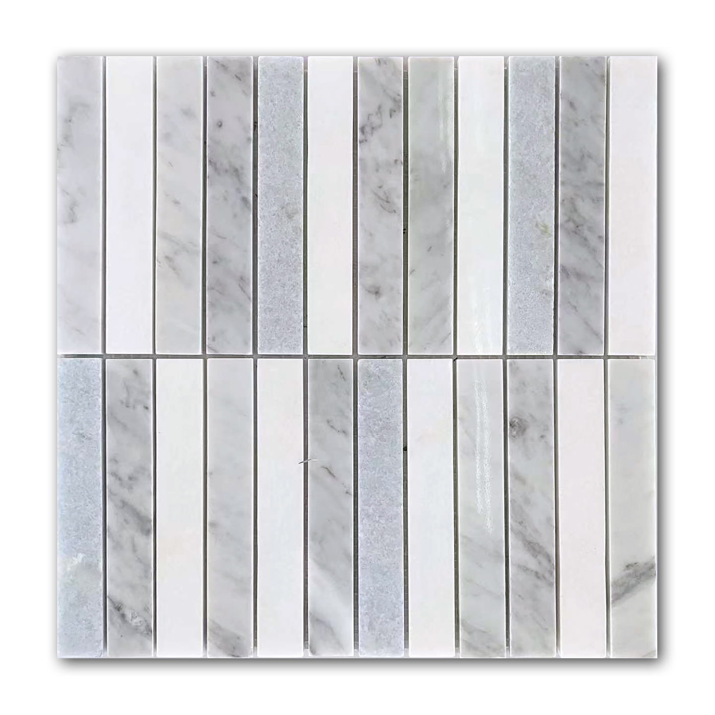 Mineralis Blue Mix Stacked Marble Polished Mosaic Tile - American Tile Depot