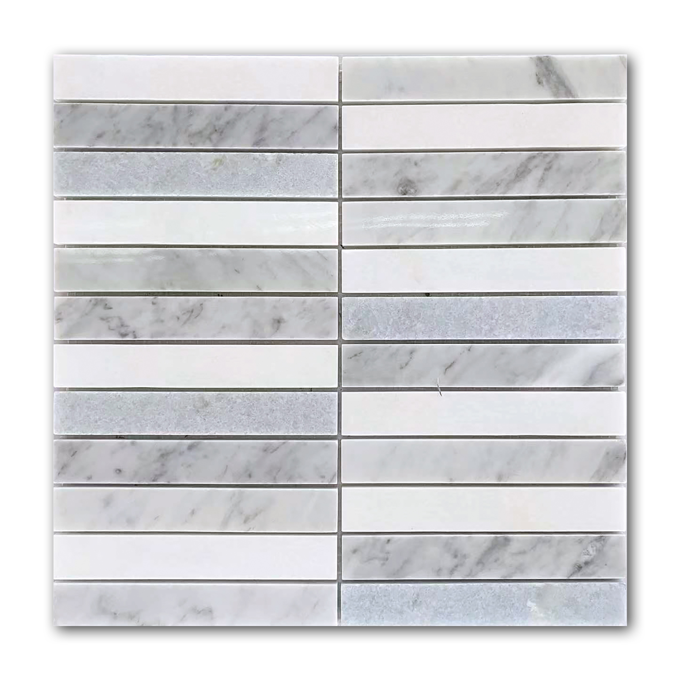 Mineralis Blue Mix Stacked Marble Polished Mosaic Tile - American Tile Depot