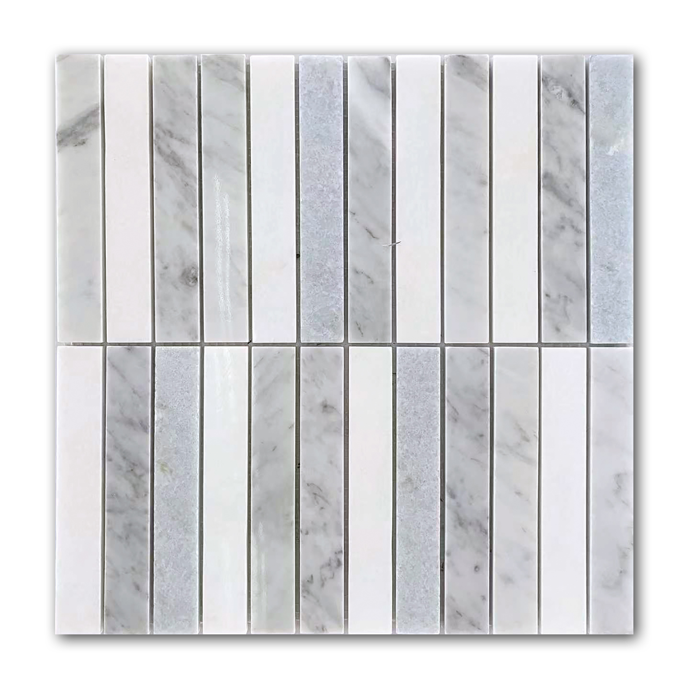 Mineralis Blue Mix Stacked Marble Polished Mosaic Tile - American Tile Depot