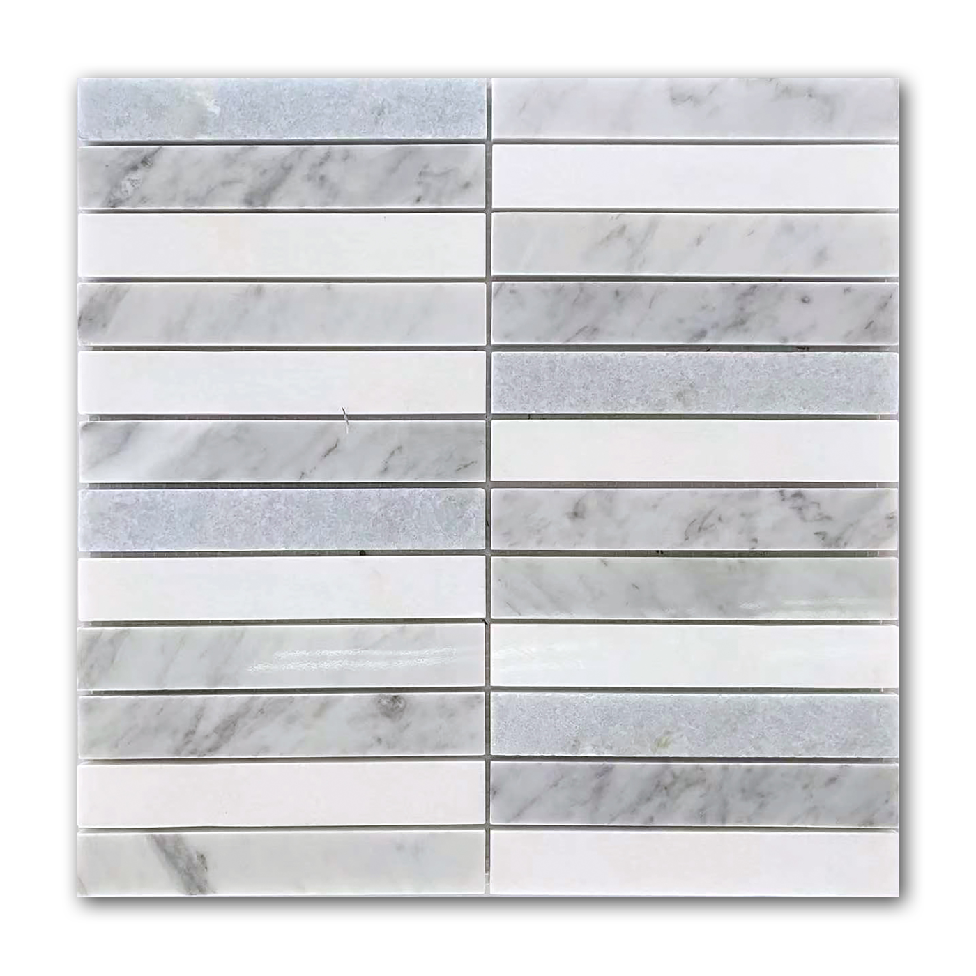 Mineralis Blue Mix Stacked Marble Polished Mosaic Tile - American Tile Depot