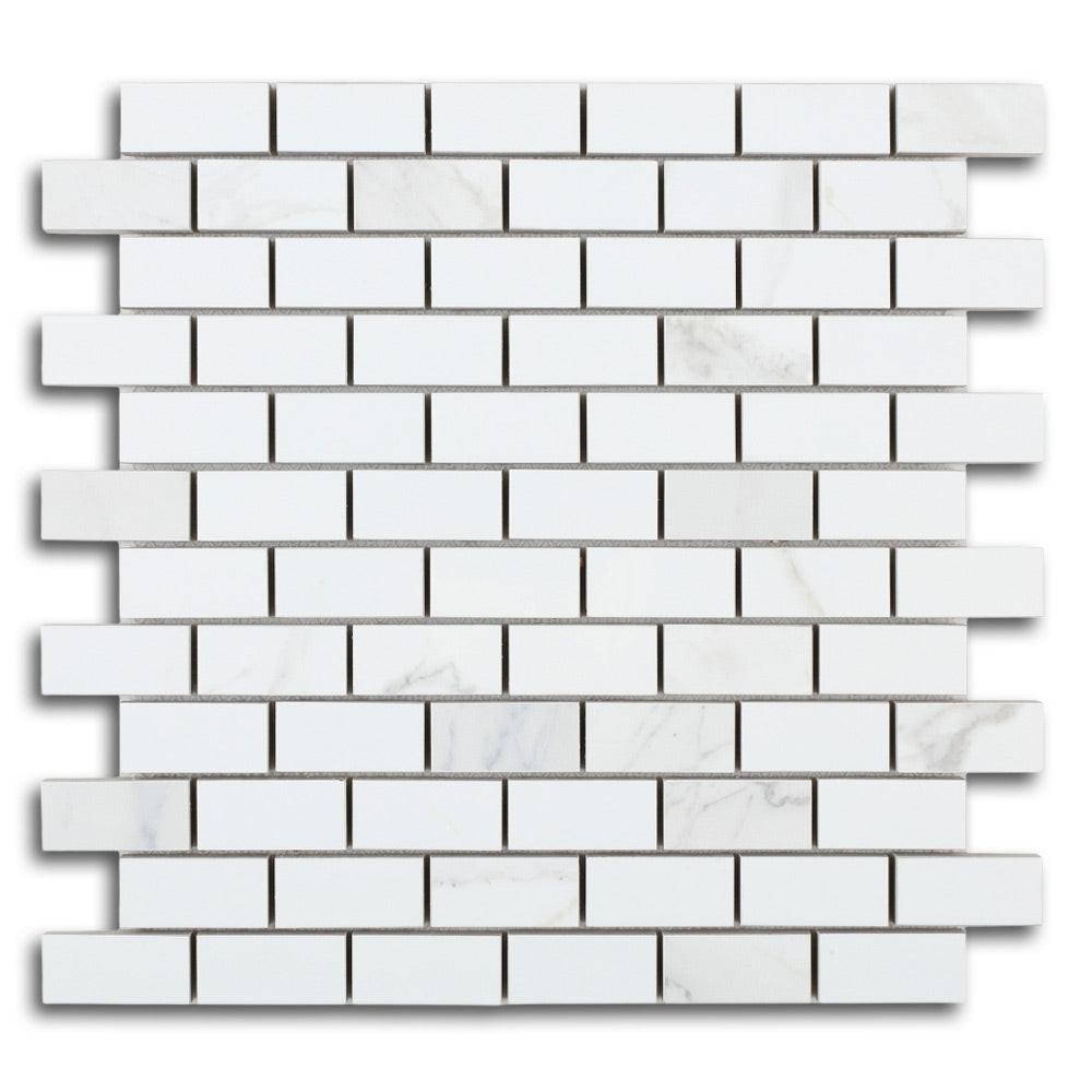 Borneo Calacatta Dorado Polished Brick Marble Laminated Porcelain Mosaic Tile Borneo Calacatta Dorado Polished Brick Marble Laminated Porcelain Mosaic Tile - American Tile Depot