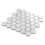Borneo Carrara Pre Polished Hexagon Marble Laminated Porcelain Mosaic Tile Borneo Carrara Pre Polished Hexagon Marble Laminated Porcelain Mosaic Tile - American Tile Depot