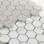 Borneo Carrara Pre Polished Hexagon Marble Laminated Porcelain Mosaic Tile Borneo Carrara Pre Polished Hexagon Marble Laminated Porcelain Mosaic Tile - American Tile Depot
