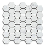 Borneo Carrara Pre Polished Hexagon Marble Laminated Porcelain Mosaic Tile Borneo Carrara Pre Polished Hexagon Marble Laminated Porcelain Mosaic Tile - American Tile Depot