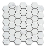 Borneo Carrara Pre Polished Hexagon Marble Laminated Porcelain Mosaic Tile Borneo Carrara Pre Polished Hexagon Marble Laminated Porcelain Mosaic Tile - American Tile Depot