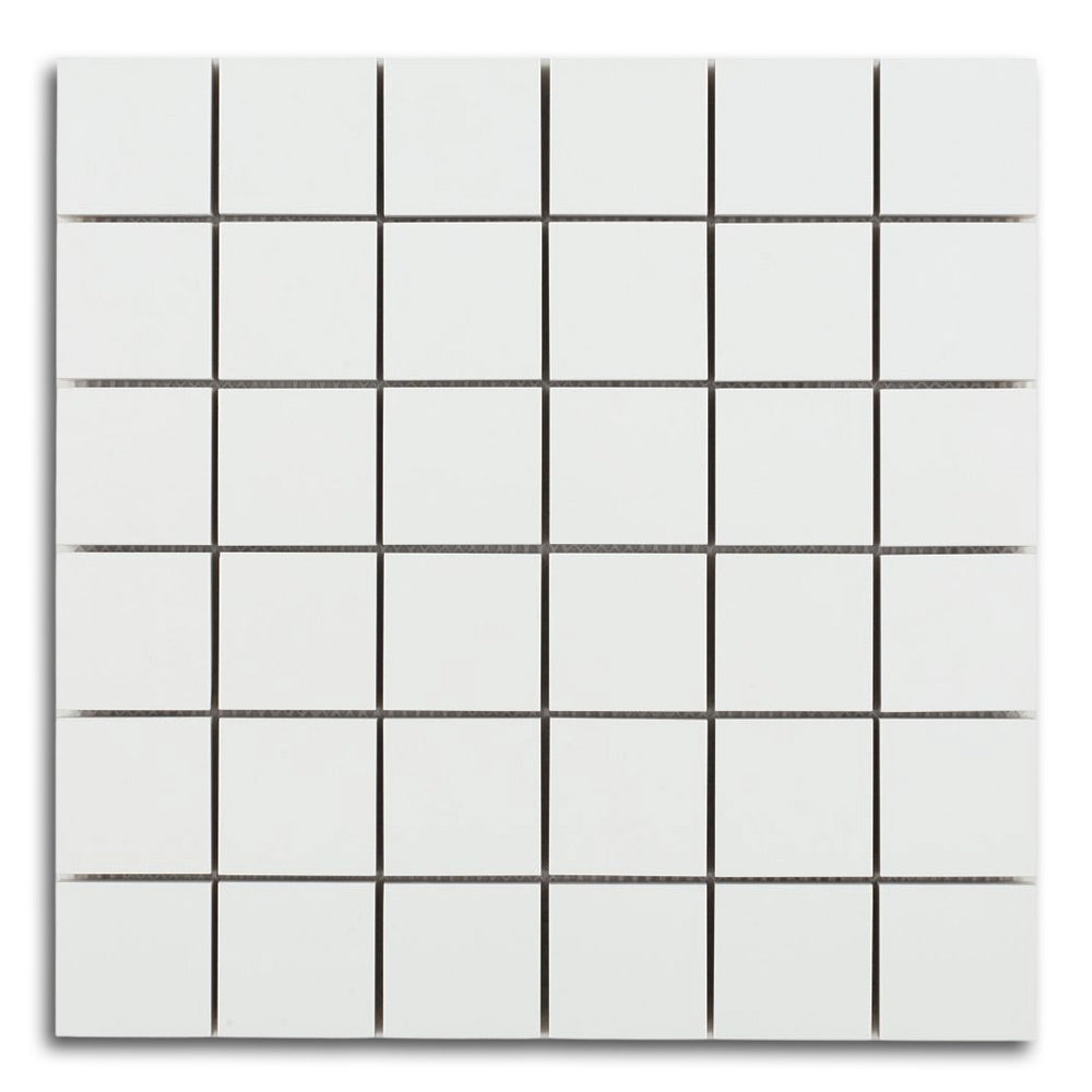 Borneo Roy White Matte Square Marble Laminated Porcelain Mosaic Tile