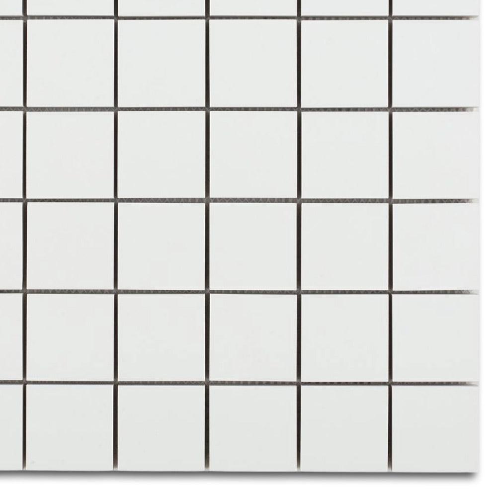 Borneo Roy White Matte Square Marble Laminated Porcelain Mosaic Tile Borneo Roy White Matte Square Marble Laminated Porcelain Mosaic Tile - American Tile Depot