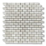 5/8x1 1/4 White Pearl / Botticino Marble Polished Baby Brick Mosaic Tile - American Tile Depot