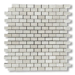 5/8x1 1/4 White Pearl / Botticino Marble Polished Baby Brick Mosaic Tile - American Tile Depot