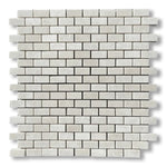 5/8x1 1/4 White Pearl / Botticino Marble Polished Baby Brick Mosaic Tile - American Tile Depot