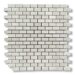 5/8x1 1/4 White Pearl / Botticino Marble Polished Baby Brick Mosaic Tile - American Tile Depot