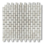 5/8x1 1/4 White Pearl / Botticino Marble Polished Baby Brick Mosaic Tile - American Tile Depot