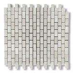 5/8x1 1/4 White Pearl / Botticino Marble Polished Baby Brick Mosaic Tile - American Tile Depot