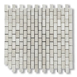 5/8x1 1/4 White Pearl / Botticino Marble Polished Baby Brick Mosaic Tile - American Tile Depot