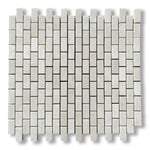 5/8x1 1/4 White Pearl / Botticino Marble Polished Baby Brick Mosaic Tile - American Tile Depot