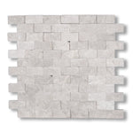1x2 White Pearl / Botticino Marble Split-Faced Mosaic Tile - American Tile Depot