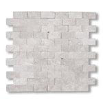 1x2 White Pearl / Botticino Marble Split-Faced Mosaic Tile - American Tile Depot