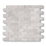 1x2 White Pearl / Botticino Marble Split-Faced Mosaic Tile - American Tile Depot