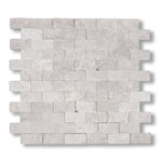 1x2 White Pearl / Botticino Marble Split-Faced Mosaic Tile - American Tile Depot