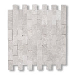 1x2 White Pearl / Botticino Marble Split-Faced Mosaic Tile - American Tile Depot