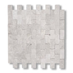 1x2 White Pearl / Botticino Marble Split-Faced Mosaic Tile - American Tile Depot