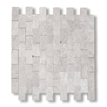 1x2 White Pearl / Botticino Marble Split-Faced Mosaic Tile - American Tile Depot