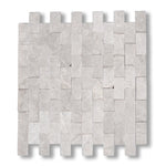 1x2 White Pearl / Botticino Marble Split-Faced Mosaic Tile - American Tile Depot