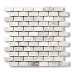 1x2 White Pearl / Botticino Marble Tumbled Brick Mosaic Tile - American Tile Depot