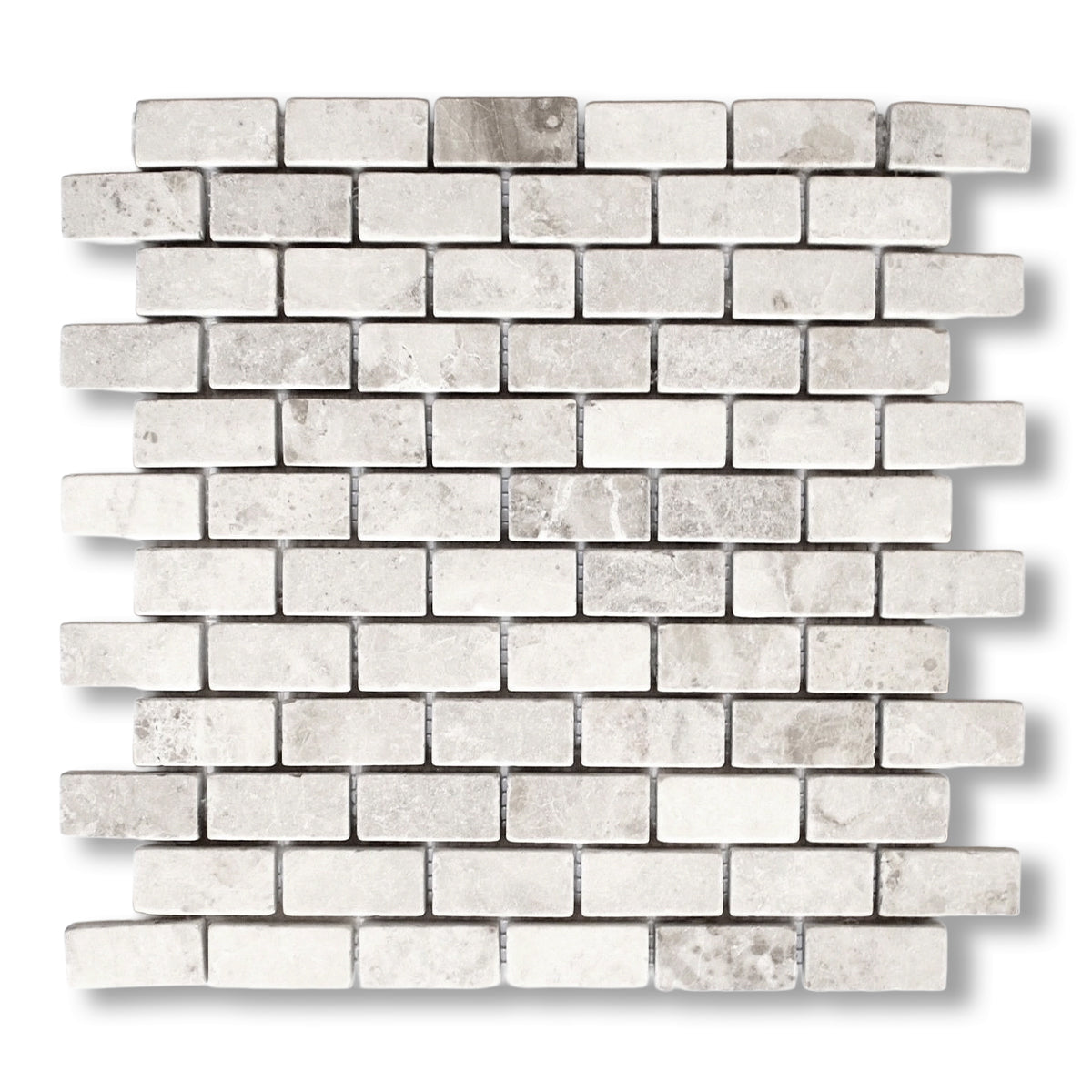 1x2 White Pearl / Botticino Marble Tumbled Brick Mosaic Tile - American Tile Depot