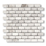 1x2 White Pearl / Botticino Marble Tumbled Brick Mosaic Tile - American Tile Depot