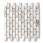 1x2 White Pearl / Botticino Marble Tumbled Brick Mosaic Tile - American Tile Depot