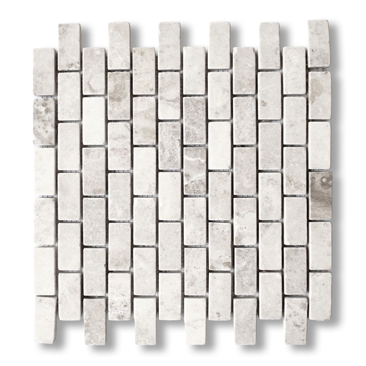 1x2 White Pearl / Botticino Marble Tumbled Brick Mosaic Tile - American Tile Depot