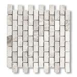 1x2 White Pearl / Botticino Marble Tumbled Brick Mosaic Tile - American Tile Depot