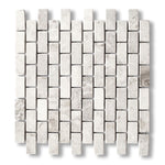 1x2 White Pearl / Botticino Marble Tumbled Brick Mosaic Tile - American Tile Depot